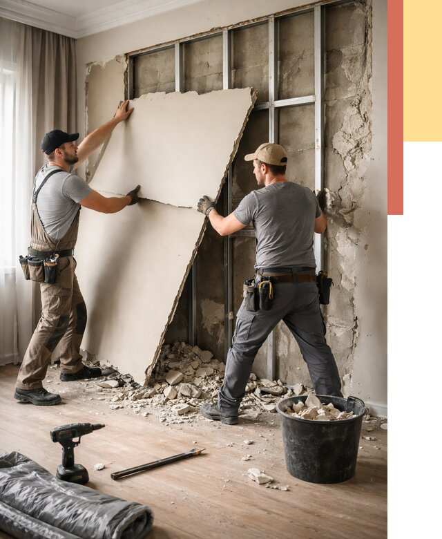 Демонтаж гипсокартона со стен в Кропоткине от 380 руб. — услуги демонтажа | ОТДЕЛОЧНИК-Крп