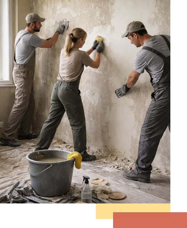 Очистка стен от клея и грунтовки в Кропоткине качественно и быстро