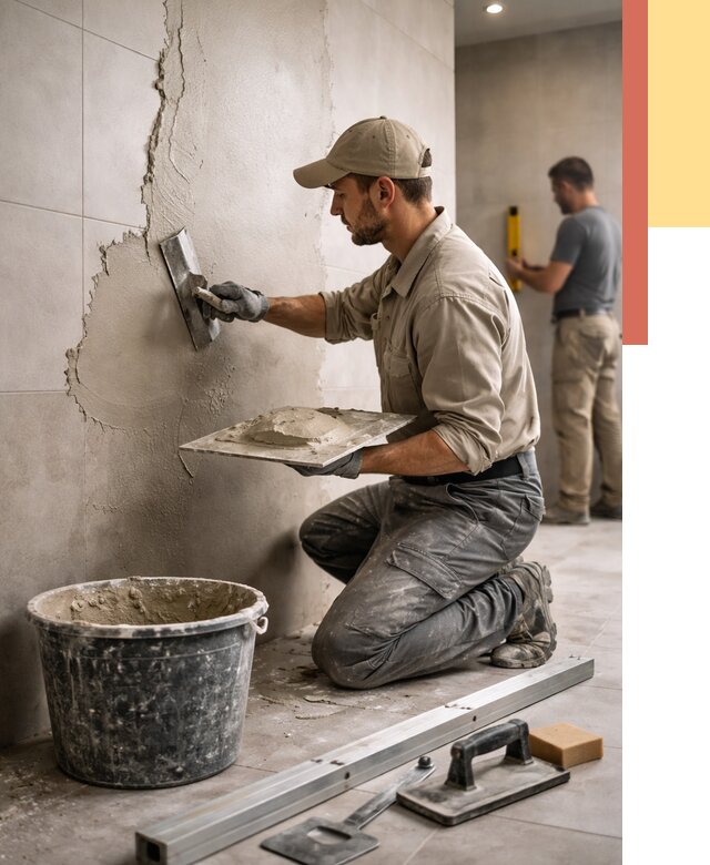 Штукатурка стен в ванной в Кропоткине от 4887 руб./м² — выравнивание под ключ | ОТДЕЛОЧНИК-Крп