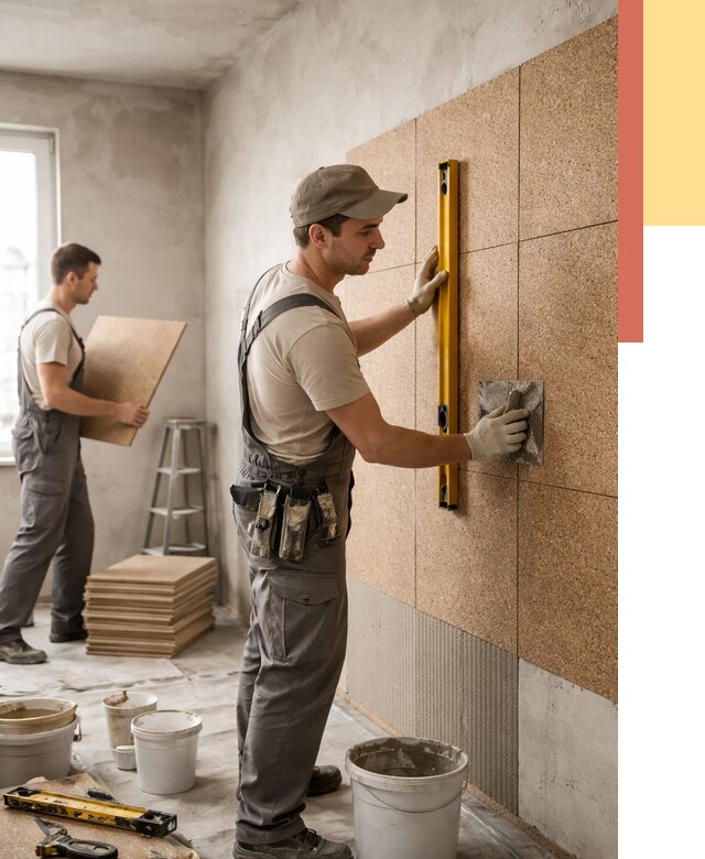 Монтаж пробковых панелей на стены в Кропоткине от 3801 руб. — ОТДЕЛОЧНИК-Крп