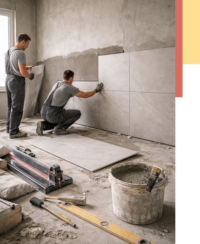 Облицовка стен керамогранитом в Кропоткине от 4561 руб./м² — услуги под ключ | ОТДЕЛОЧНИК-Крп