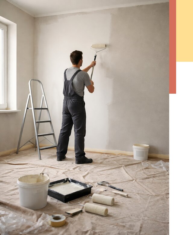 Покраска стен моющейся краской в Кропоткине от 380 руб./м² — быстро и недорого | ОТДЕЛОЧНИК-Крп