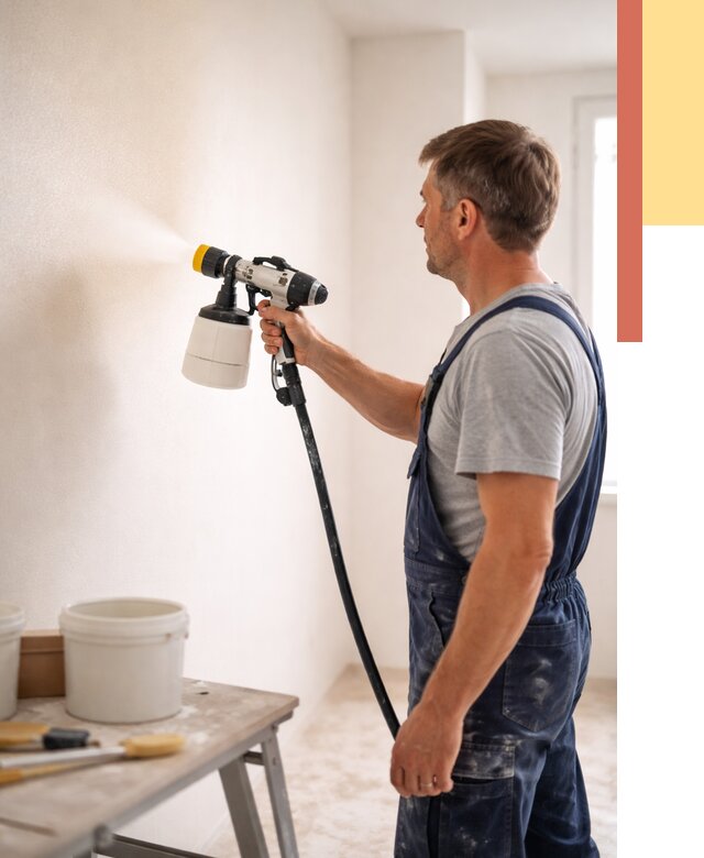 Покраска стен краскопультом в Кропоткине от 8144 руб. — механизированная покраска | ОТДЕЛОЧНИК-Крп