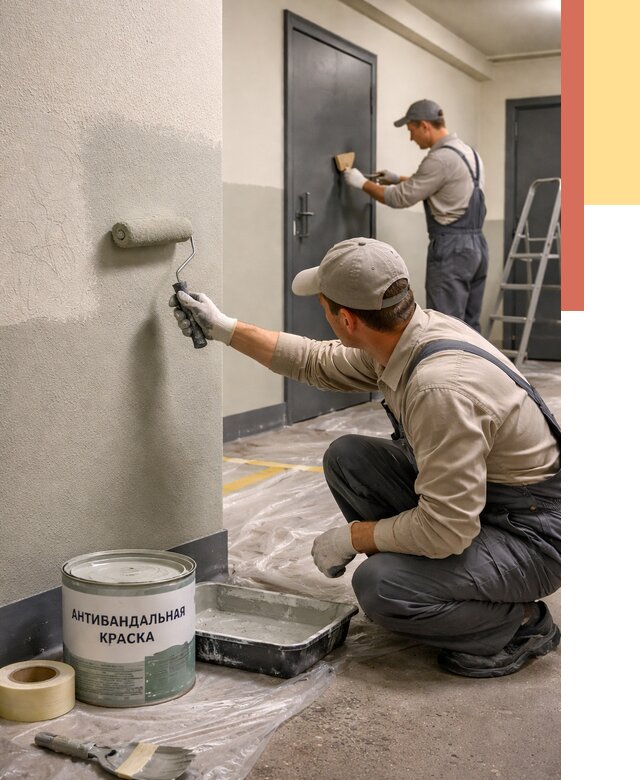 Покраска стен антивандальной краской в Кропоткине от 4887 руб./м² под ключ | ОТДЕЛОЧНИК-Крп