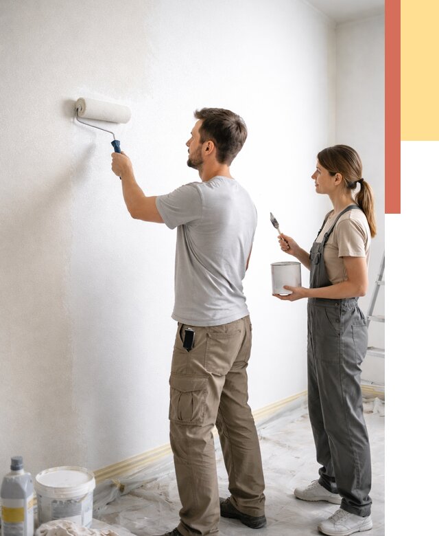 Окраска стен по стеклохолсту в Кропоткине от 4887 руб/м² под ключ | ОТДЕЛОЧНИК-Крп