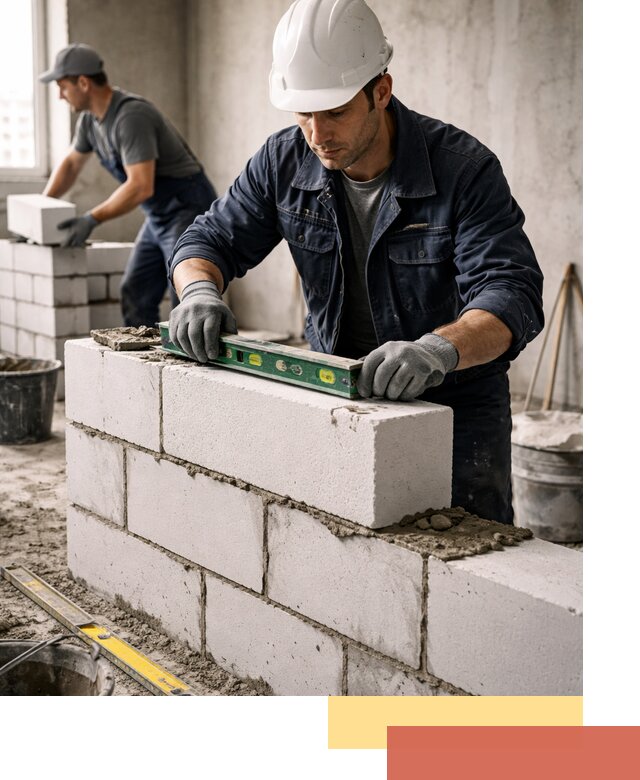 Кладка перегородок из пеноблока под ключ в Кропоткине