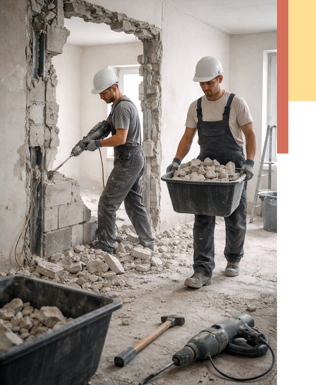 Демонтаж блоковых перегородок в Кропоткине от 4072 руб. — быстро и недорого | ОТДЕЛОЧНИК-Крп