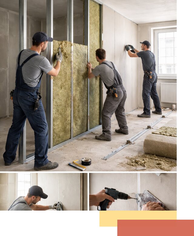 Перегородка из гипсокартона с шумоизоляцией в Кропоткине — монтаж под ключ