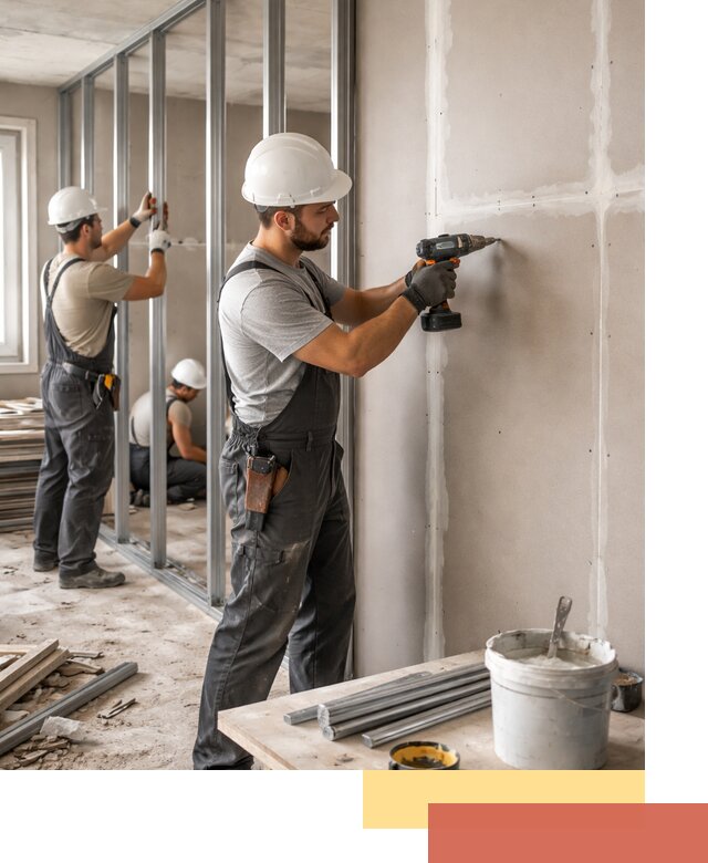 Перегородки из огнестойкого гипсокартона в Кропоткине под ключ