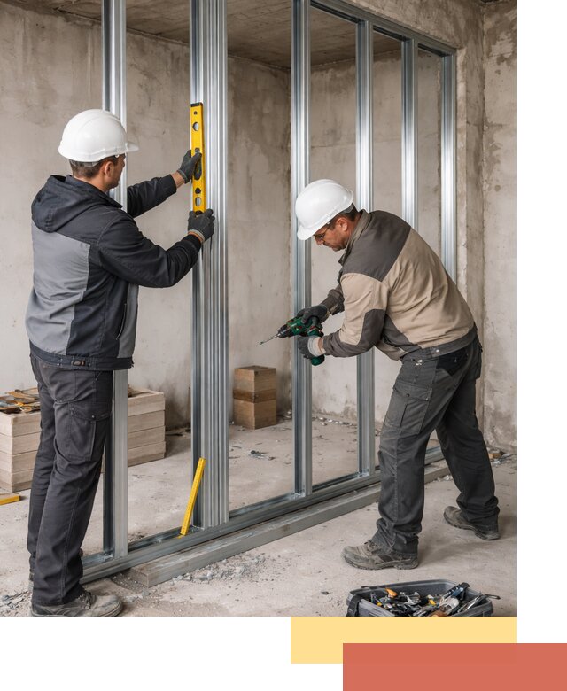 Монтаж каркаса перегородки из профиля в Кропоткине