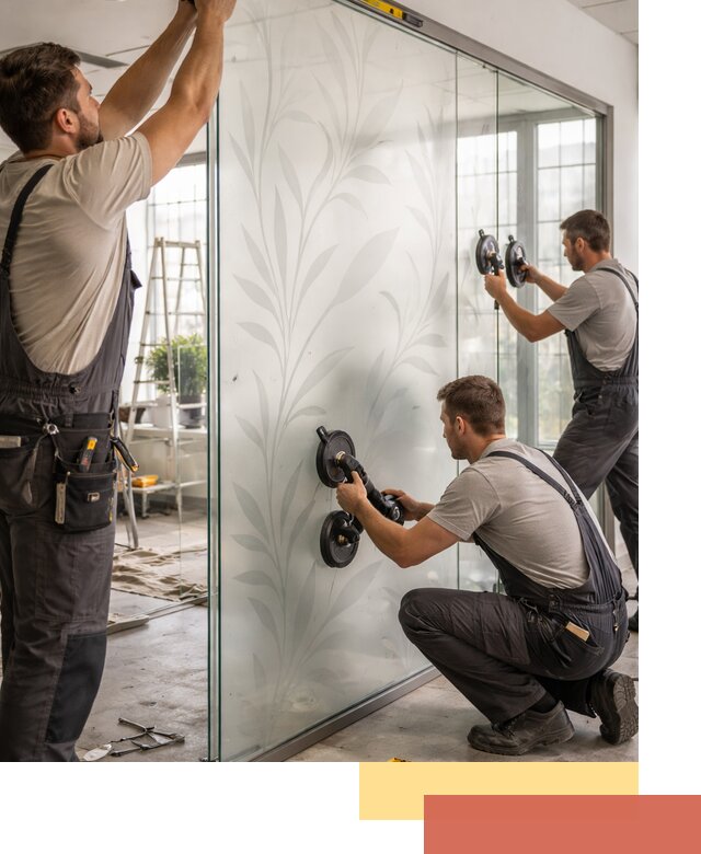 Стеклянные перегородки с рисунком на заказ в Кропоткине