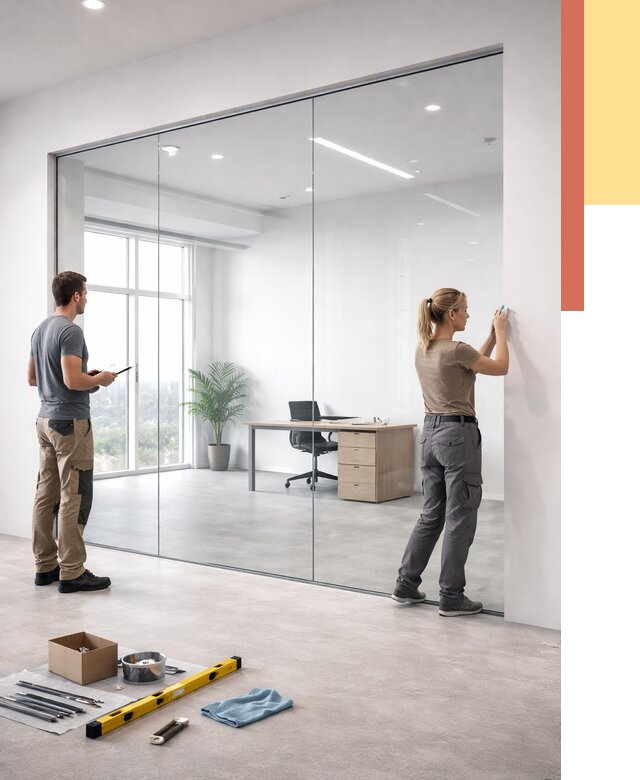 Перегородки из закаленного стекла в Кропоткине от 10316 руб. под ключ | ОТДЕЛОЧНИК-Крп