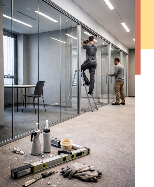 Стеклянные офисные перегородки в Кропоткине от 9230 руб. — монтаж и установка | ОТДЕЛОЧНИК-Крп