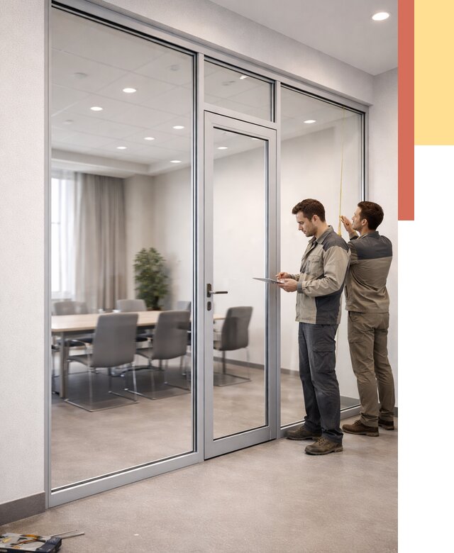 Установка и монтаж алюминиевых перегородок со стеклом в Кропоткине от 8904 руб. | ОТДЕЛОЧНИК-Крп