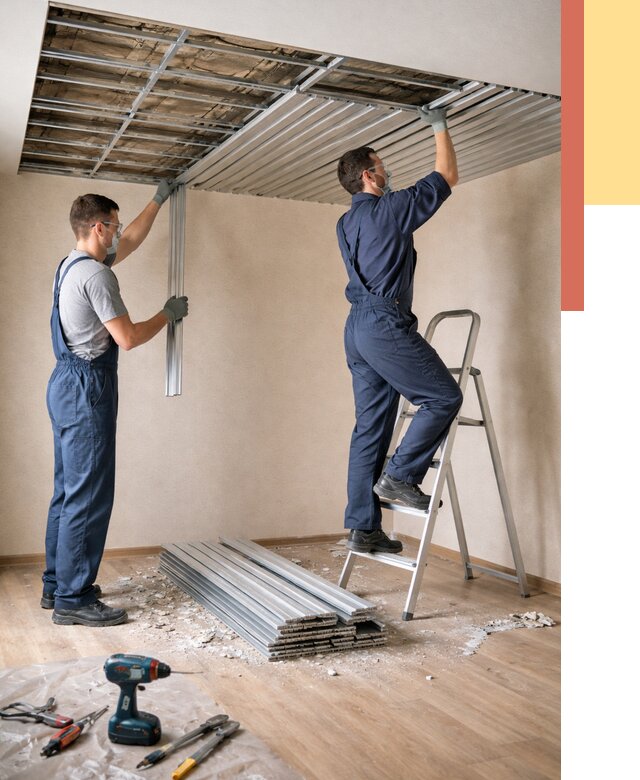 Демонтаж реечного потолка в Кропоткине от 4887 руб. быстро и недорого | ОТДЕЛОЧНИК-Крп