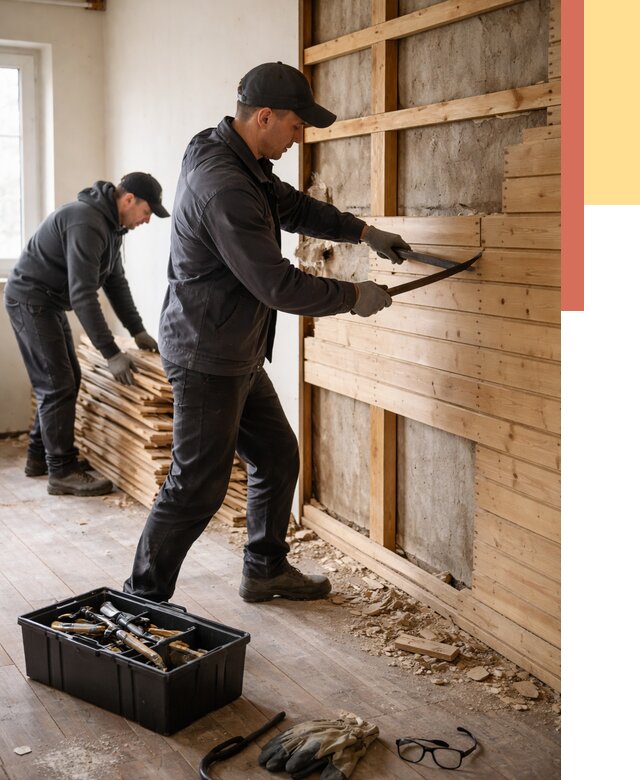 Демонтаж вагонки в Кропоткине от 4126 руб/м2 — быстро и недорого | ОТДЕЛОЧНИК-Крп