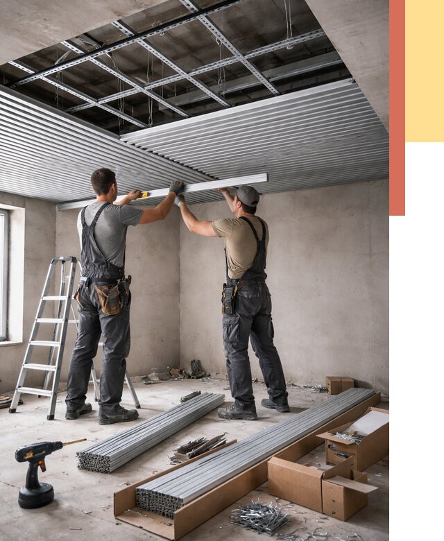 Монтаж реечного потолка в Кропоткине от 4887 руб. под ключ | ОТДЕЛОЧНИК-Крп