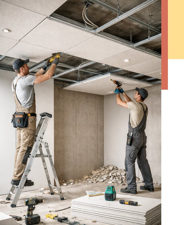 Монтаж акустического потолка в Кропоткине от 7058 руб/м2 — быстро и недорого | ОТДЕЛОЧНИК-Крп