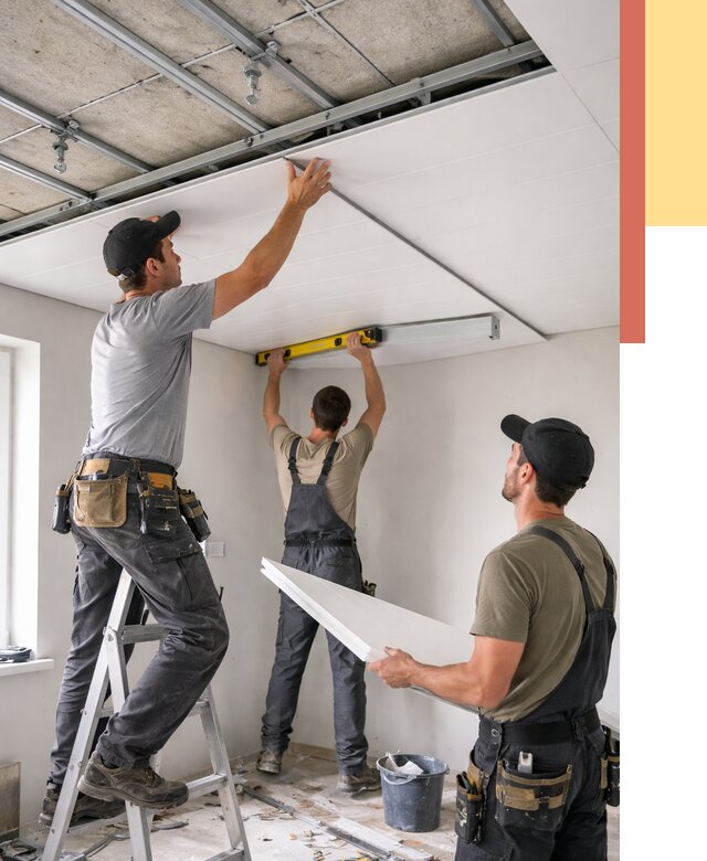 Монтаж потолка из ПВХ панелей в Кропоткине от 3801 руб./м2 — быстро и недорого | ОТДЕЛОЧНИК-Крп