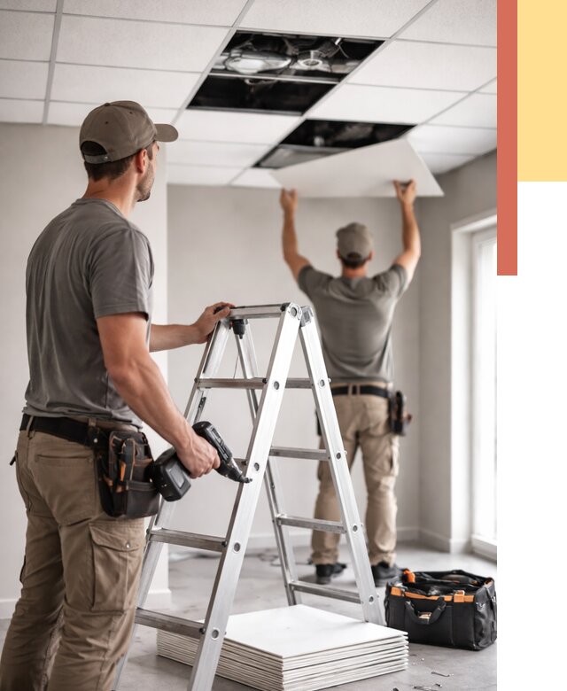 Обслуживание подвесного потолка в Кропоткине от 3801 руб. — быстро и недорого | ОТДЕЛОЧНИК-Крп