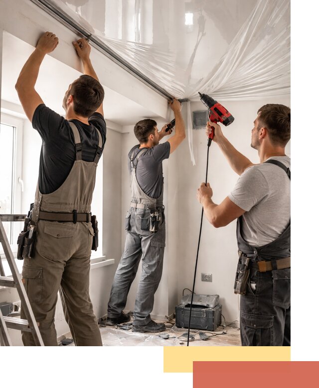 Монтаж глянцевого натяжного потолка в Кропоткине быстро и качественно