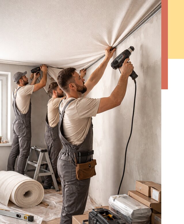 Монтаж фактурного натяжного потолка в Кропоткине от 814 руб. — ОТДЕЛОЧНИК-Крп