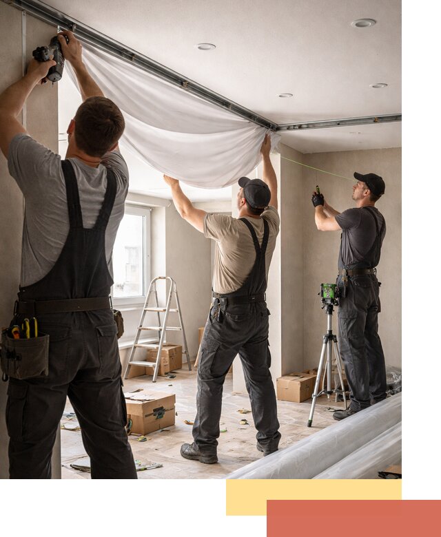 Монтаж парящего натяжного потолка под ключ в Кропоткине