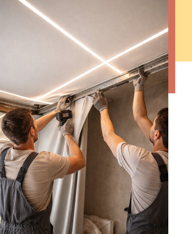 Монтаж натяжного потолка со световыми линиями в Кропоткине от 1303 руб. | ОТДЕЛОЧНИК-Крп