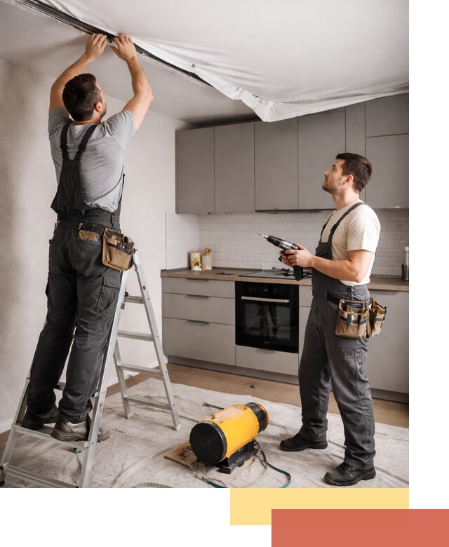 Монтаж натяжного потолка на кухне в Кропоткине