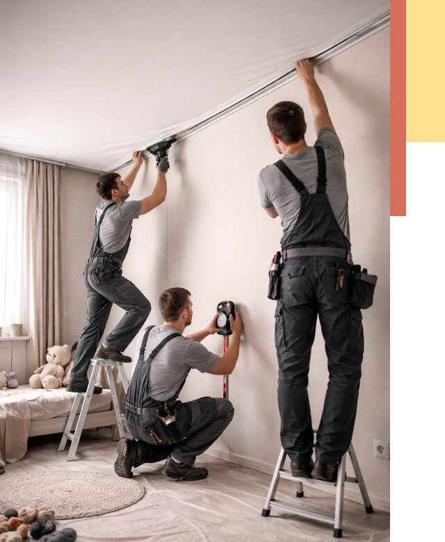 Монтаж натяжного потолка в детской в Кропоткине от 3801 руб. — быстро и недорого | ОТДЕЛОЧНИК-Крп