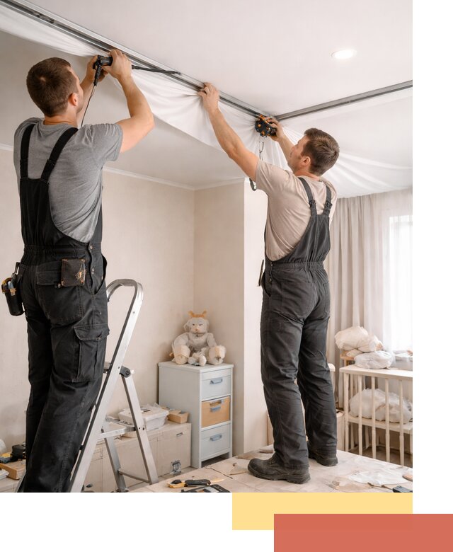 Монтаж натяжного потолка в детской комнате в Кропоткине