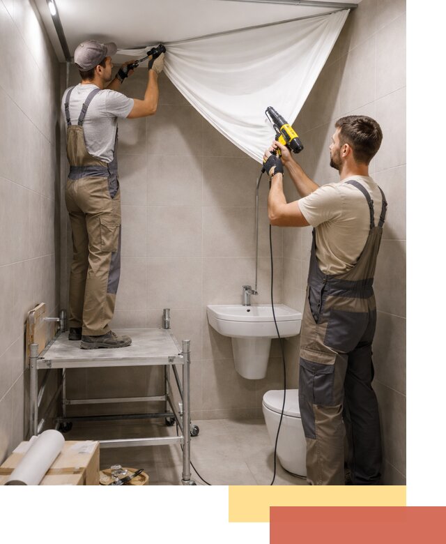 Монтаж натяжного потолка в санузле в Кропоткине