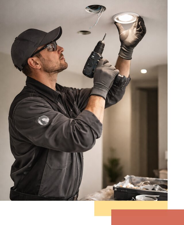 Установка точечных светильников в натяжной потолок в Кропоткине