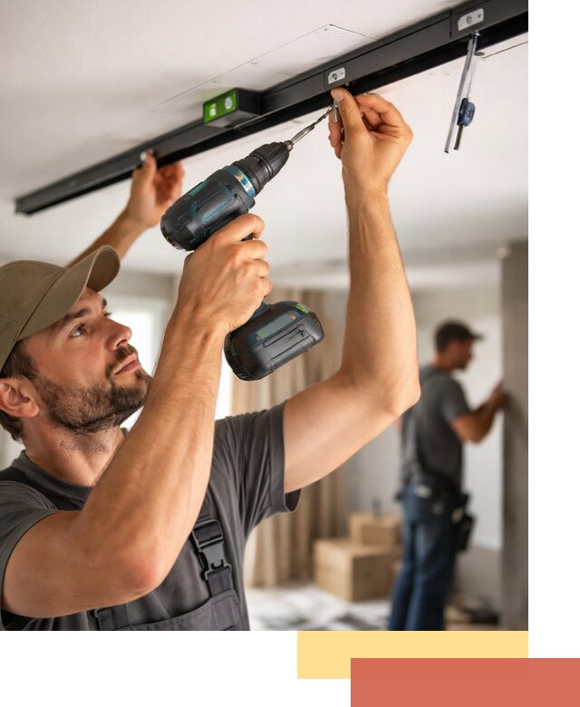 Установка трековых светильников в натяжной потолок в Кропоткине