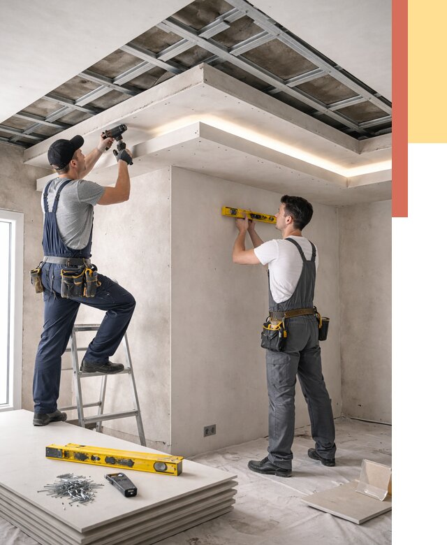 Двухуровневый потолок из гипсокартона в Кропоткине от 1575 руб. под ключ | ОТДЕЛОЧНИК-Крп