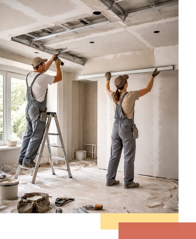 Монтаж многоуровневого потолка из гипсокартона в Кропоткине