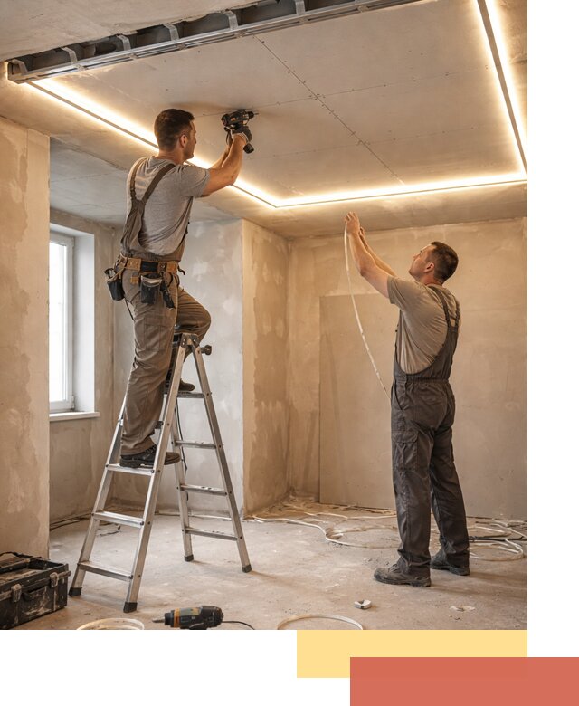 Потолок из гипсокартона с подсветкой в Кропоткине