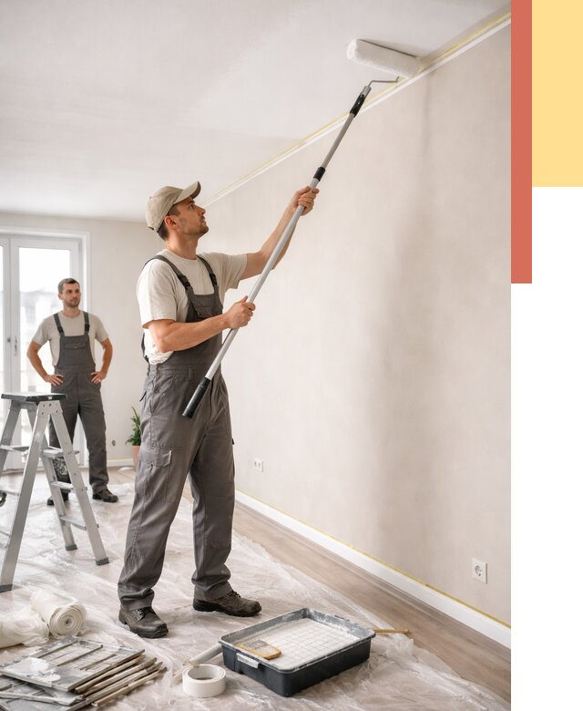 Покраска потолка из гипсокартона в Кропоткине от 4887 руб./м2 — услуги под ключ | ОТДЕЛОЧНИК-Крп