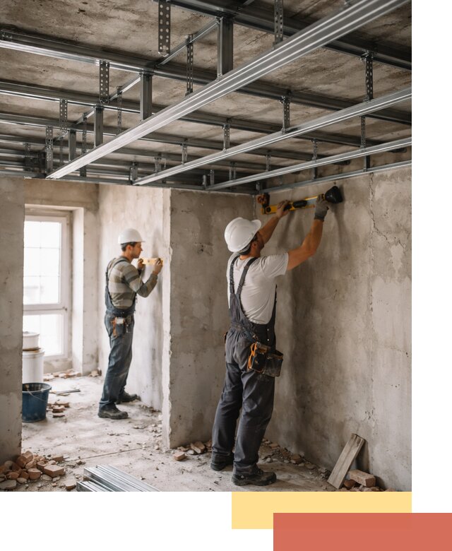 Монтаж каркаса потолка из профильного профиля в Кропоткине